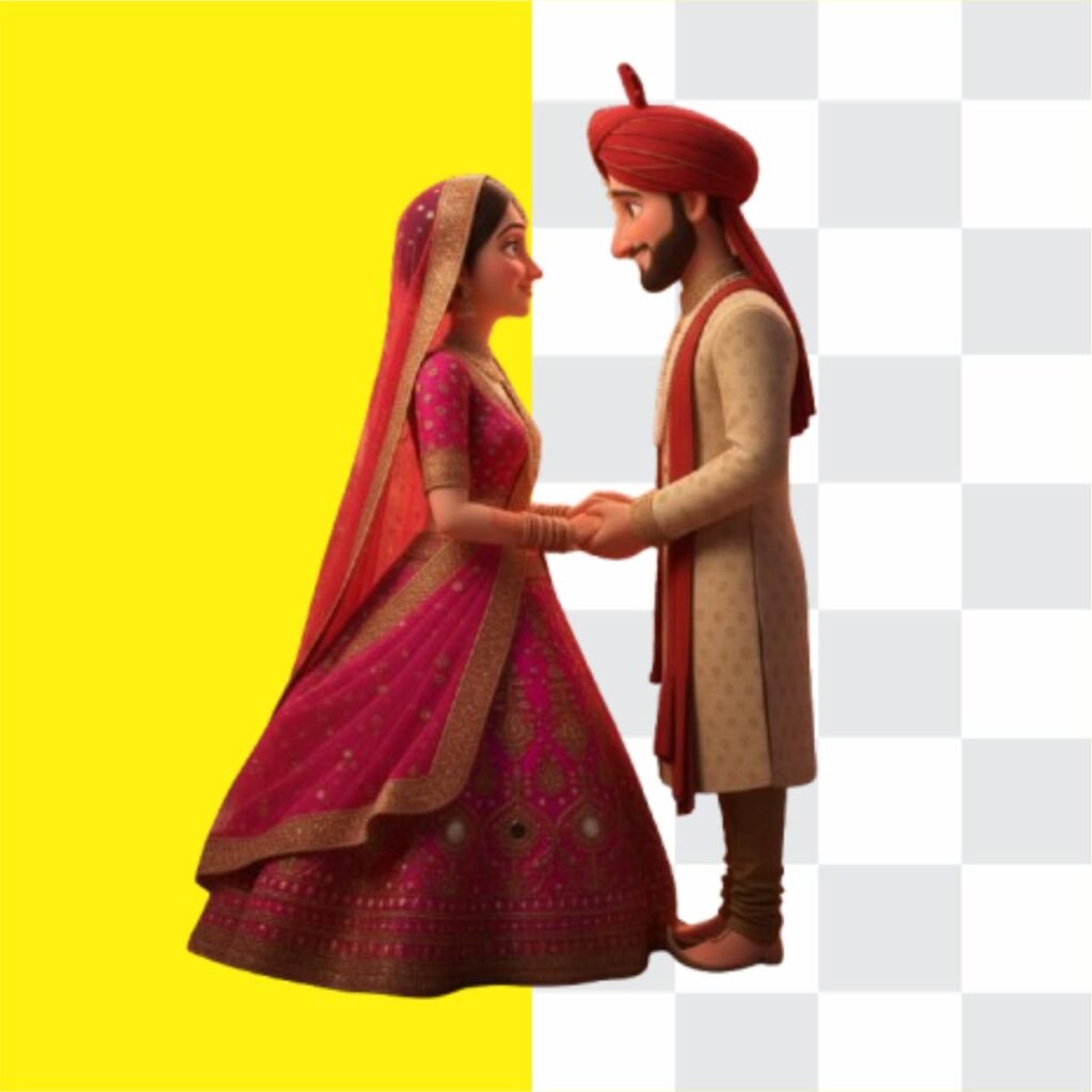 Punjabi Wedding Couple with Traditional Dress