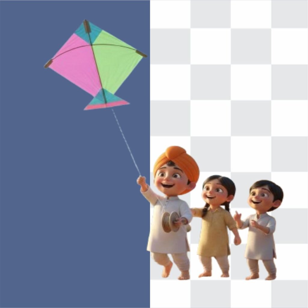 Punjabi Cute Boy &Girl with Kite Png