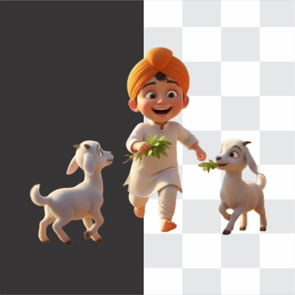 Punjabi Cute Boy With Goats Png