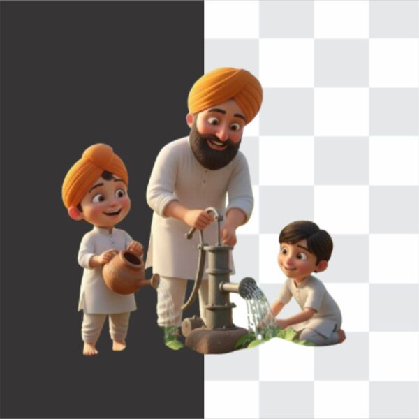 Punjabi Cute Boy & Father Png