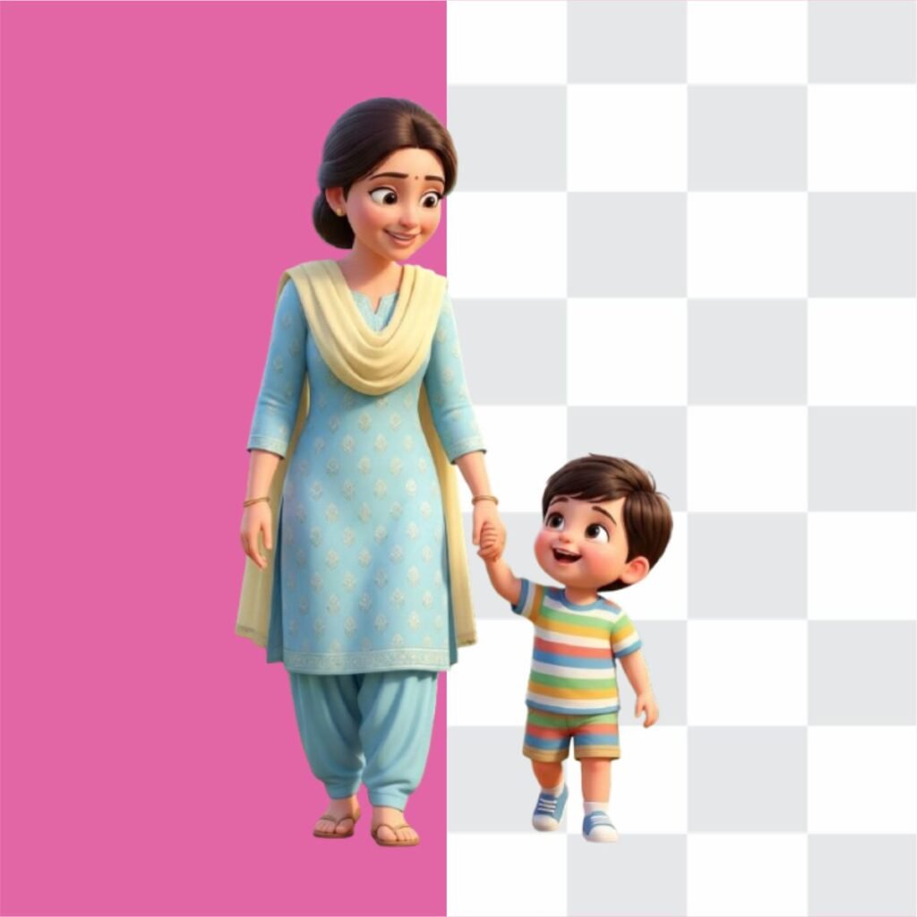 Punjabi Boy & Maa Png