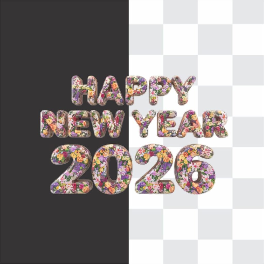 Happy New Year 2026 Multi Flowers