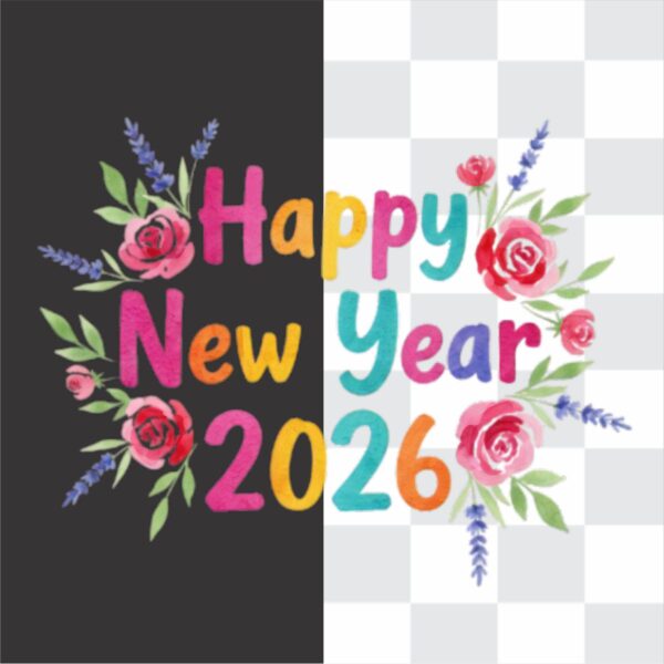 Happy New Year 2026 Colorful Brush-Paint Style