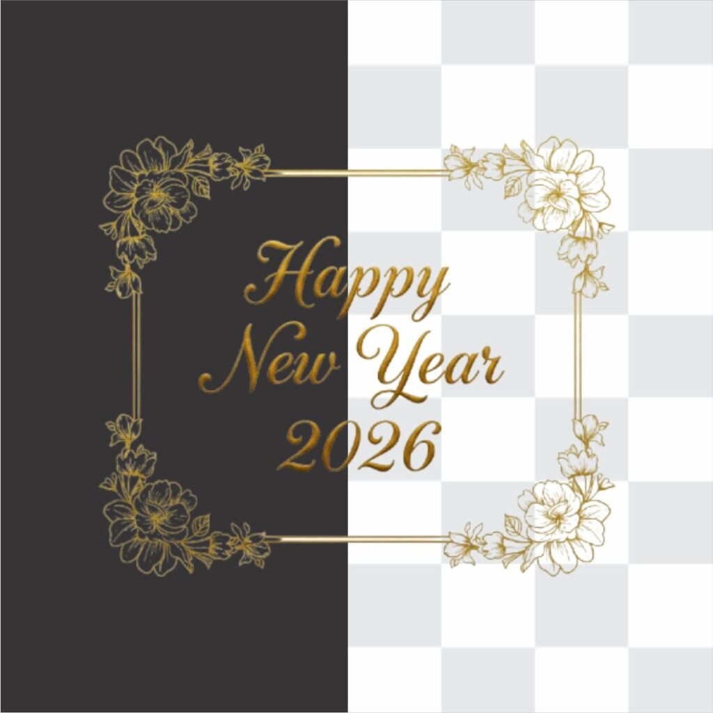 Happy New Year With Flower Border 2026