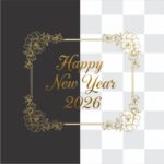 Happy New Year With Flower Border 2026