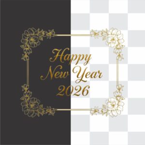 Happy New Year With Flower Border 2026