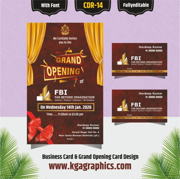 Grand Opening Card Design With Business Card