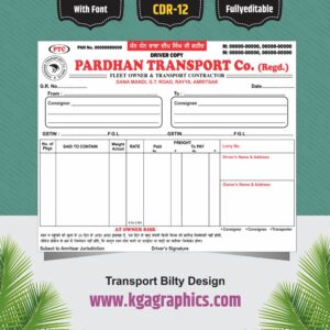 Transport Bilty Format CDR Design