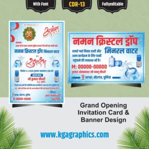 Mineral Water Factory Grand Opening Card and Banner Design
