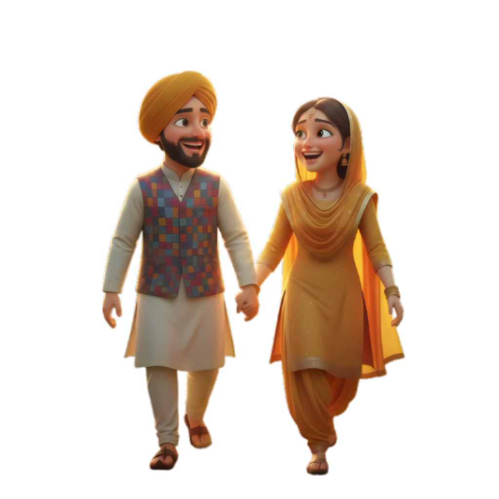 Punjabi Couple Walking Together Best Png