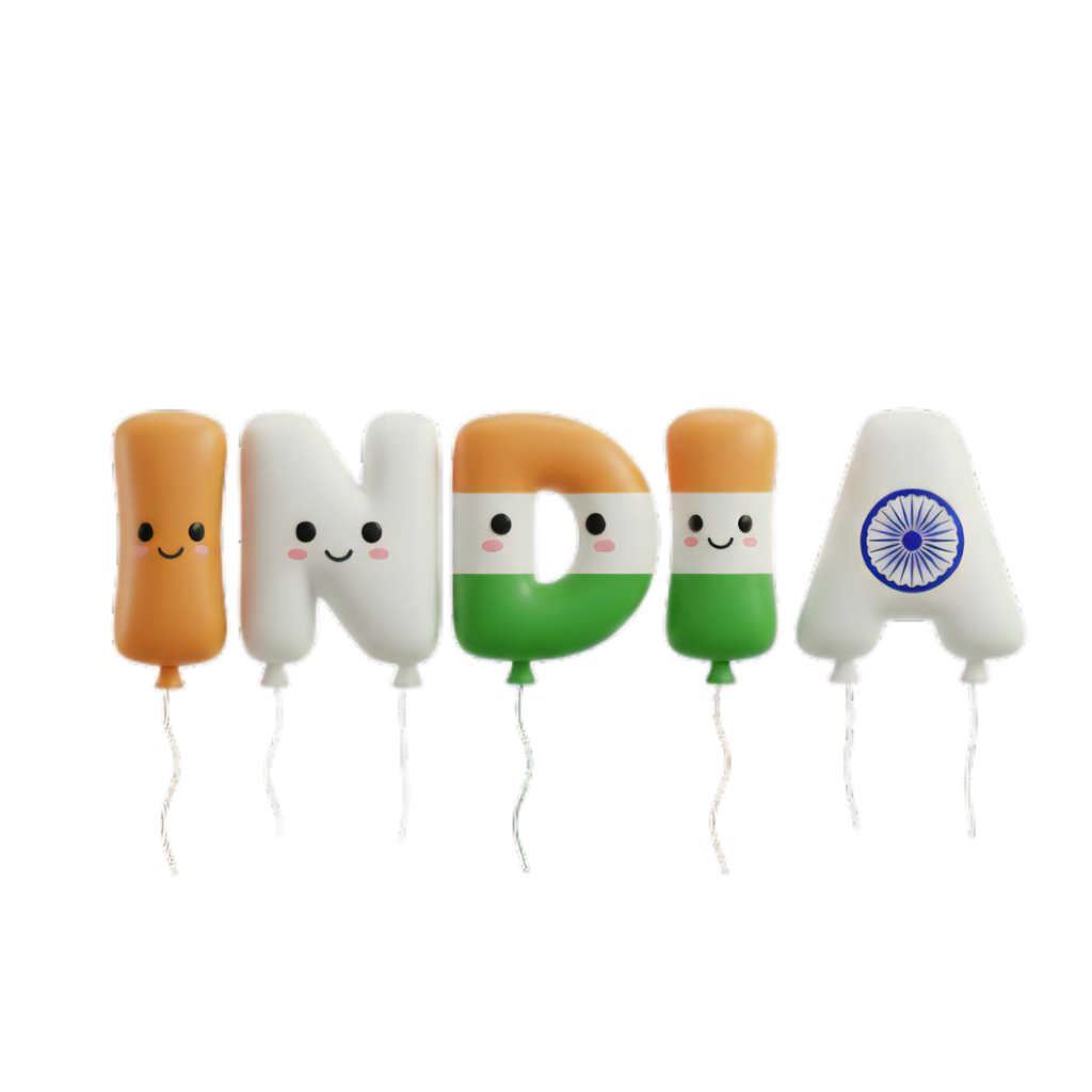 India with Balloon Best Png Image